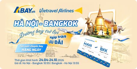 Vietravel Airlines khai thác trở lại đường bay Hà Nội - Bangkok từ 24/04/2026