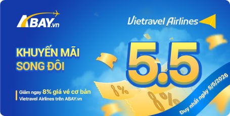 Vietravel Airlines giảm giá vé 8% trong khuyến mại “Ngày Song Đôi