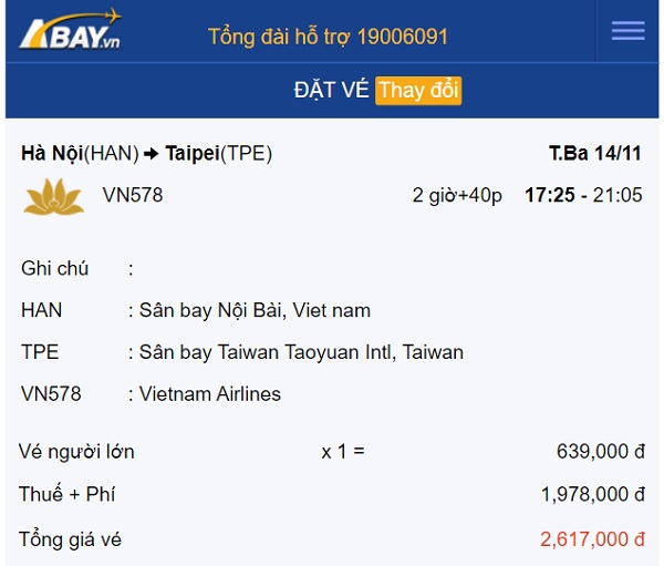 gia-ve-hanoi-taipei-thang-11-2023-vna