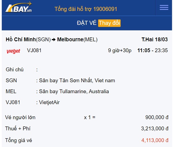 Bay thẳng Tp Hồ Chí Minh – Melbourne (Úc) tháng 3 chỉ từ 900k/ chiều cùng VietJet Air