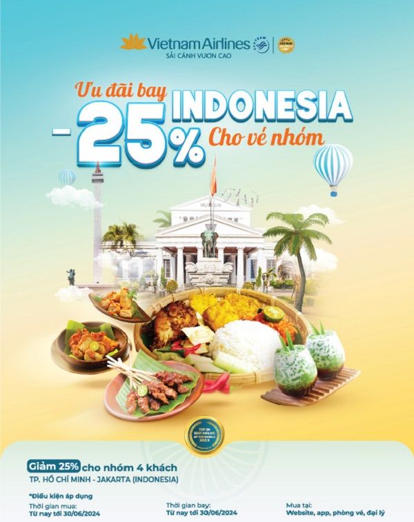 Bay Indonesia nhận ưu đãi cực “hời” từ Vietnam Airlines: Giảm đến 25% cho vé nhóm!