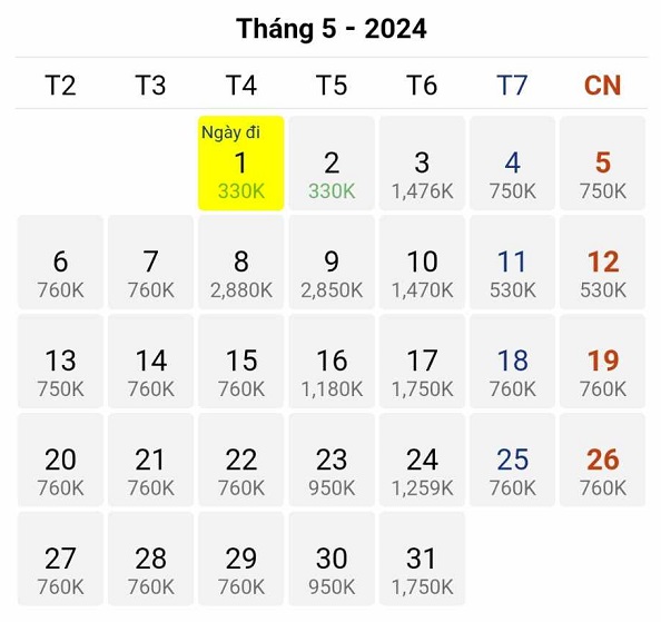 Bay Tp Hồ Chí Minh – Bangkok đầu tháng 5/2024 với mức giá vé chỉ 330k