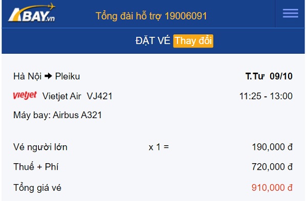 Book sớm vé tháng 10 bay Hà Nội – Pleiku của VietJet Air chỉ từ 190k/ chiều!