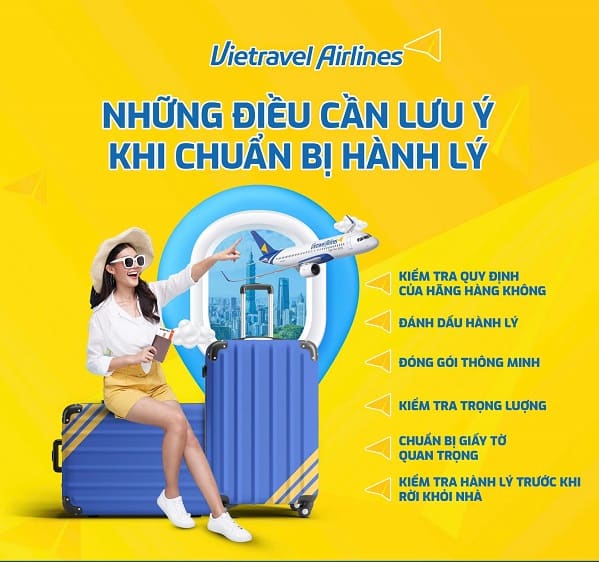 Lưu ngay tips hay khi mang hành lý theo hệ kiện của Vietravel Airlines