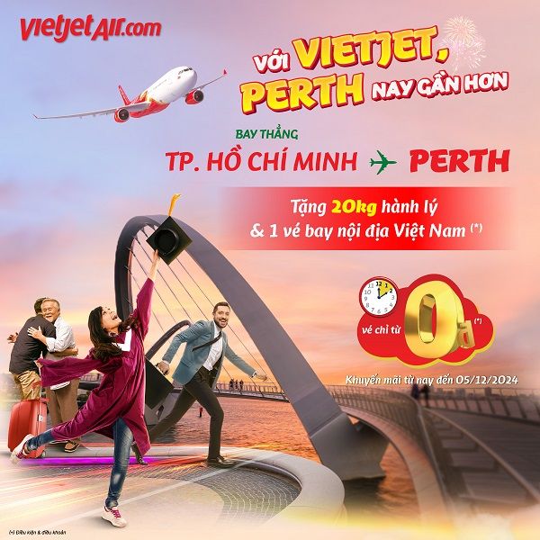 VietJet Air tung SIÊU ƯU ĐÃI trên các chặng bay giữa Việt Nam & Perth!