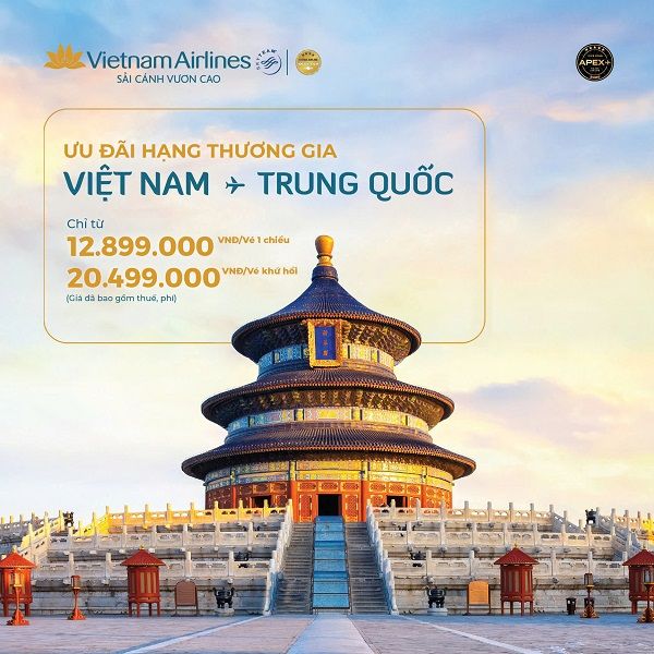 Đầu xuân “chớp” ngay ưu đãi hạng Thương gia Việt Nam – Trung Quốc từ Vietnam Airlines!