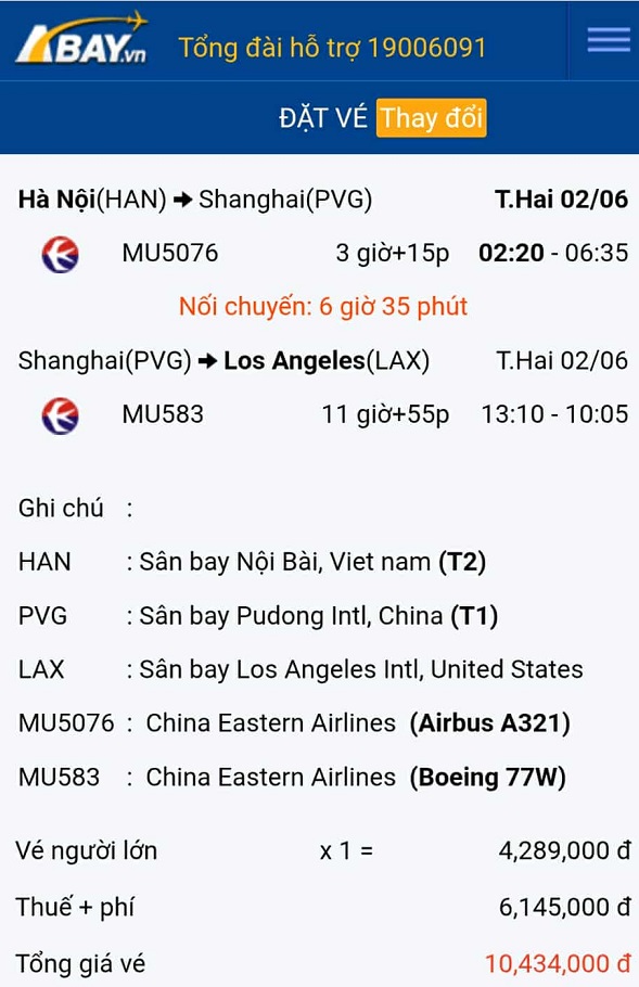 Khảo sát vé máy bay giá tốt nhất trên hành trình Hà Nội - Los Angeles (Mỹ) tháng 06/2025