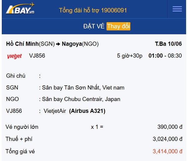 Bay thẳng Tp Hồ Chí Minh – Nagoya (Nhật Bản) tháng 6 cùng loạt vé giá tốt chỉ từ 390k!