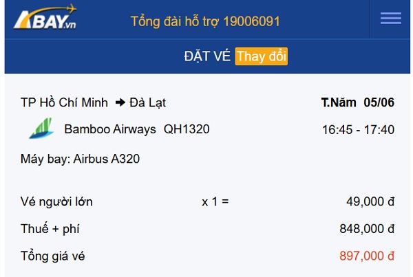 Vé Bamboo Airways bay Tp Hồ Chí Minh – Đà Lạt tháng 6 có giá chỉ từ 49k/ chiều