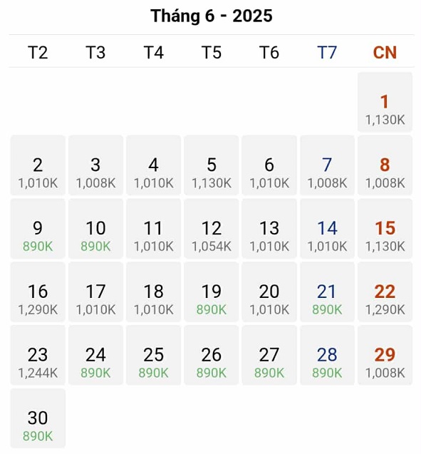 Đặt vé máy bay giá tốt nhất trên hành trình Hà Nội – Tp Hồ Chí Minh tháng 06/2025 tại ABAY