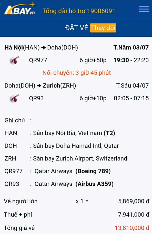 Đặt vé máy bay Hà Nội – Zurich giá tốt nhất trong mùa hè tháng 7