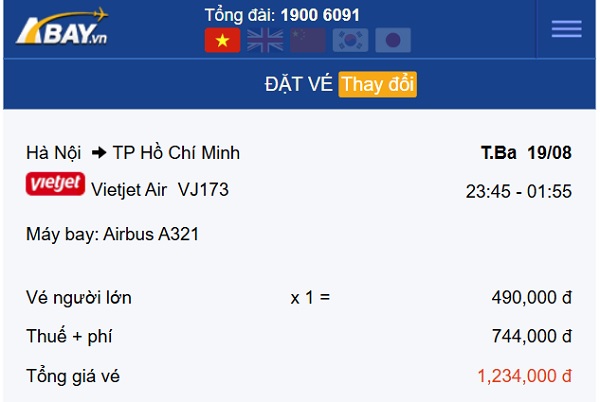 Bay Hà Nội – Tp Hồ Chí Minh tháng 8 cùng VietJet Air chỉ từ 490k/ chiều