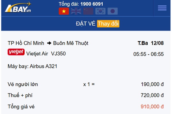Không thể “làm ngơ” trước loạt vé bay Tp Hồ Chí Minh – Buôn Mê Thuột tháng 8 chỉ 190k/ chiều!
