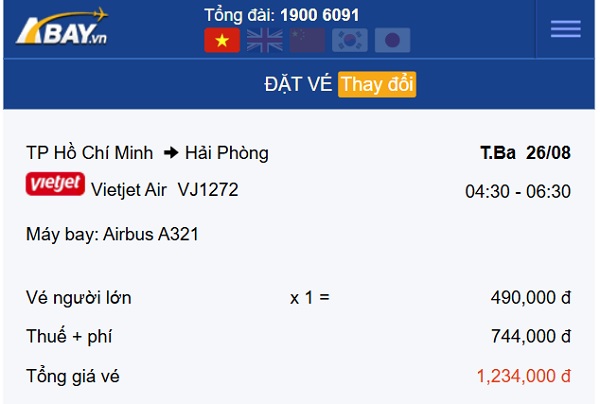 Vé bay Tp Hồ Chí Minh – Hải Phòng cuối tháng 8 đến đầu tháng 9 có giá từ 490k/ chiều