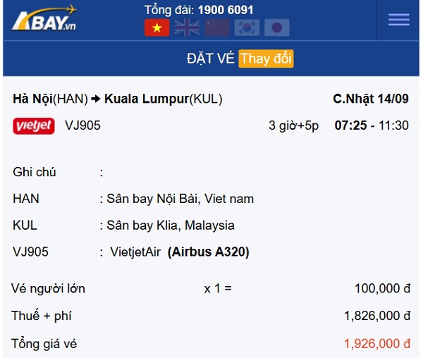 VietJet Air tung loạt vé giá cực tốt chỉ 100k trên hành trình bay thẳng Hà Nội – Kuala Lumpur tháng 9