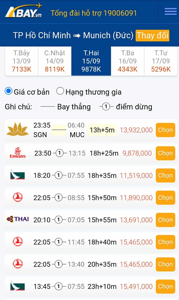 Cập nhật vé máy bay giá tốt nhất trên chặng Tp Hồ Chí Minh – Munich (Đức) tháng 09/2025