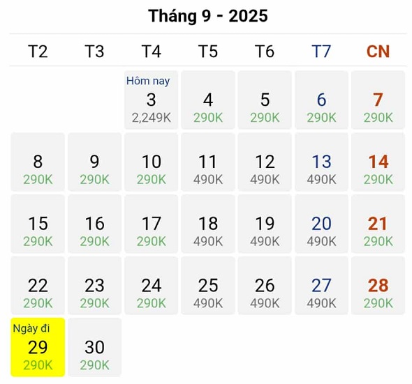 Loạt vé 290k rải khắp các ngày bay chặng Hà Nội – Đà Lạt tháng 09/2025