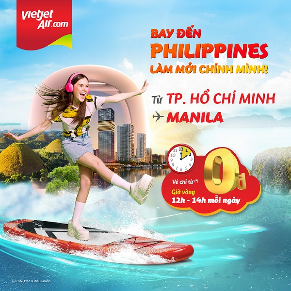 Vietjet Air chính thức mở bán vé đường bay mới Tp Hồ Chí Minh – Manila (Philippines)
