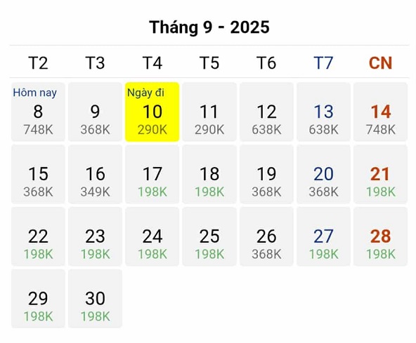 Loạt vé 198k bất ngờ xuất hiện trên chặng Tp Hồ Chí Minh – Hà Nội cuối tháng 09/2025