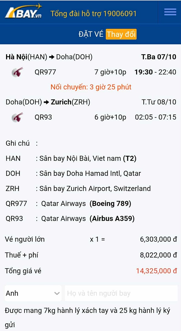 Lựa chọn đặt vé máy bay giá tốt nhất chặng Hà Nội – Zurich tháng 10/2025