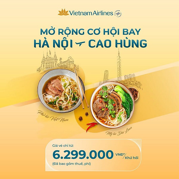Vietnam Airlines tăng tần suất bay, bán vé giá rẻ chặng Hà Nội – Cao Hùng