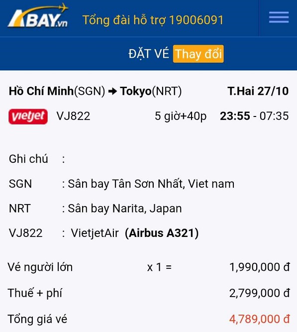 Dễ dàng bay Tp Hồ Chí Minh – Tokyo tháng 10 này với loạt vé giá tốt tại ABAY