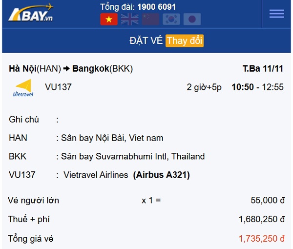 Nhanh tay sở hữu giá vé siêu “hời” từ Vietravel Airlines chỉ 55k bay Hà Nội – Bangkok tháng 11!