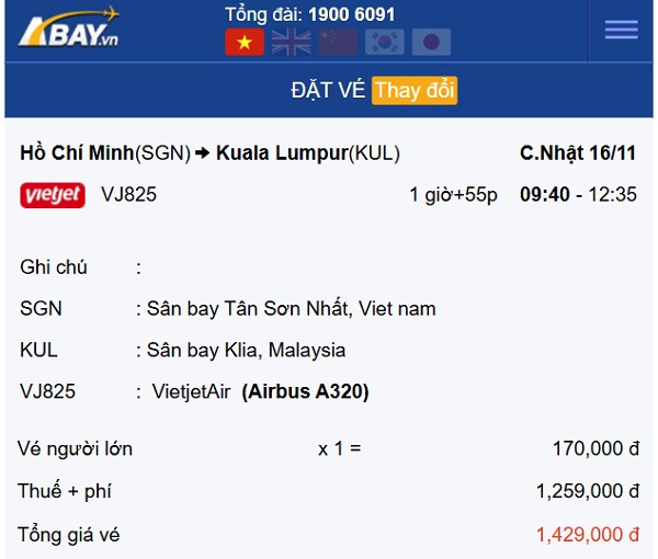 Chỉ từ 170k, có ngay vé VietJet Air bay Tp Hồ Chí Minh – Kuala Lumpur tháng 11!