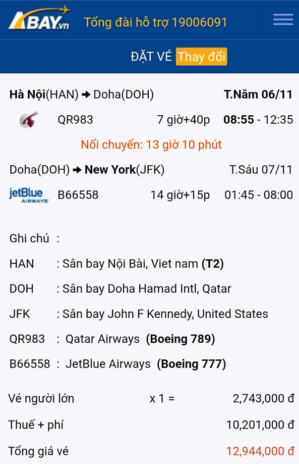 Cập nhật giá vé tốt nhất chặng Hà Nội – New York vào tháng 11/2025
