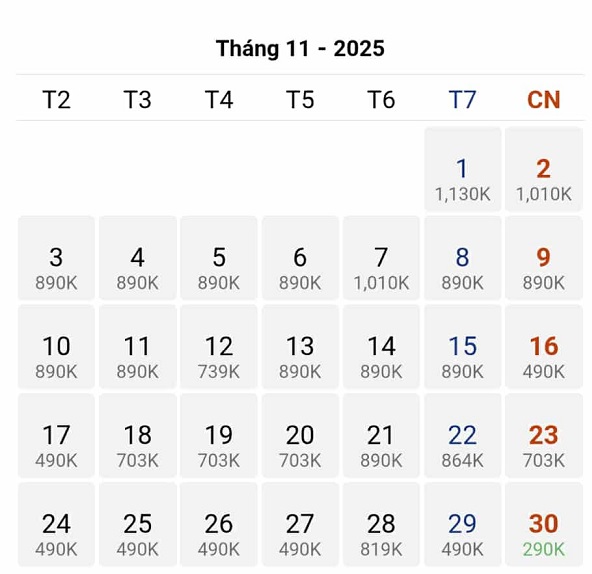 Vé máy bay Hà Nội đi Pleiku chỉ rẻ vào cuối tháng 11/2025