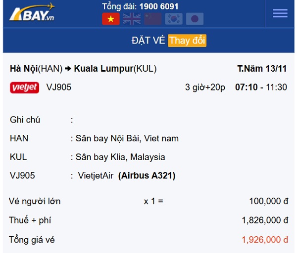 Chỉ từ 100k, có ngay vé bay thẳng Hà Nội – Kuala Lumpur tháng 11!