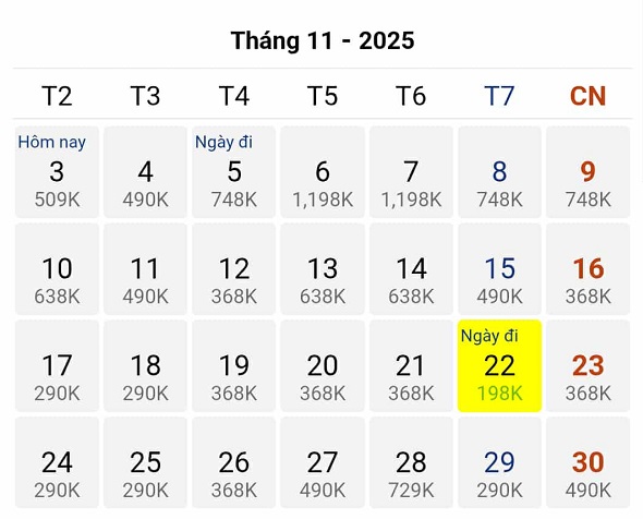 Đặt gần ngày vẫn có vé 198k cho chặng Tp Hồ Chí Minh – Hà Nội tháng 11/2025