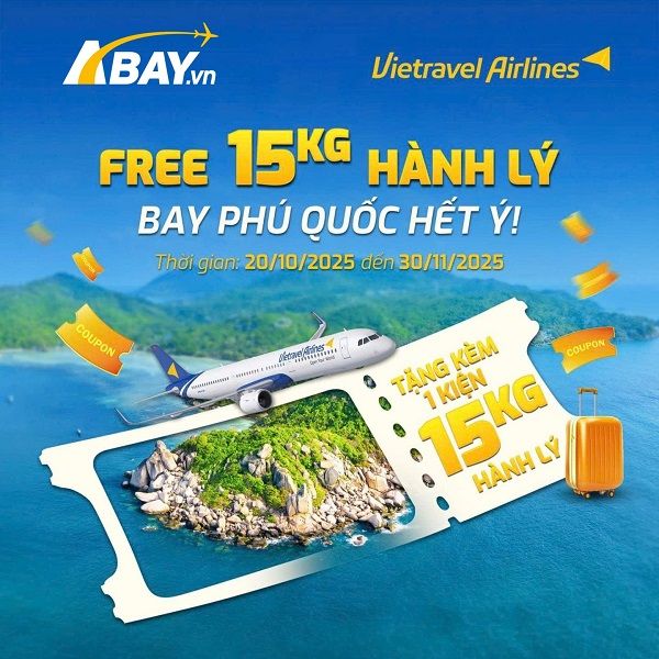 “Free” 15kg hành lý, bay Phú Quốc hết ý cùng Vietravel Airlines!