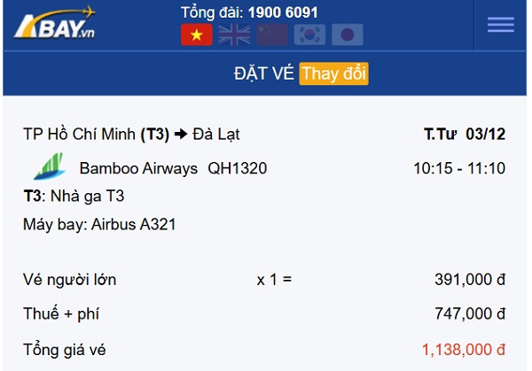 Bay Tp Hồ Chí Minh – Đà Lạt tháng 12: Giá vé chỉ từ 391k/ chiều!