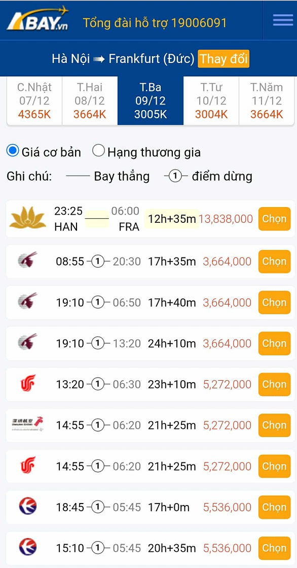 Cập nhật giá vé máy bay tốt nhất chặng Hà Nội – Frankfurt (Đức) vào tháng 12/2025