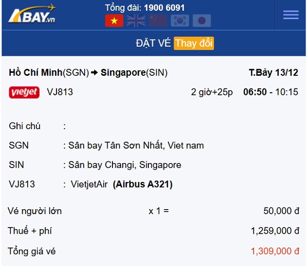 Tin được không? Bay thẳng Tp Hồ Chí Minh – Singapore tháng 12 chỉ từ 50k/ chiều?