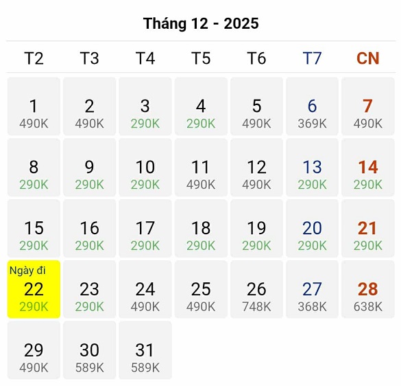 Bay Hà Nội – Tp Hồ Chí Minh tháng 12/2025 tiết kiệm hơn với giá vé 290.000đ/chiều