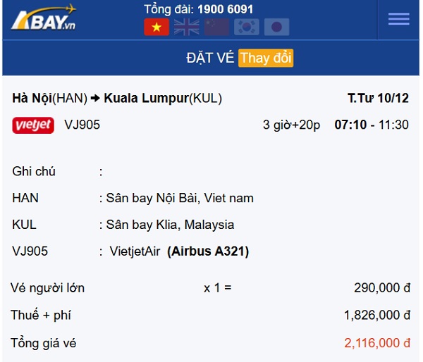 Bay thẳng Hà Nội – Kuala Lumpur tháng 12 cùng VietJet Air chỉ từ 290k/ chiều!