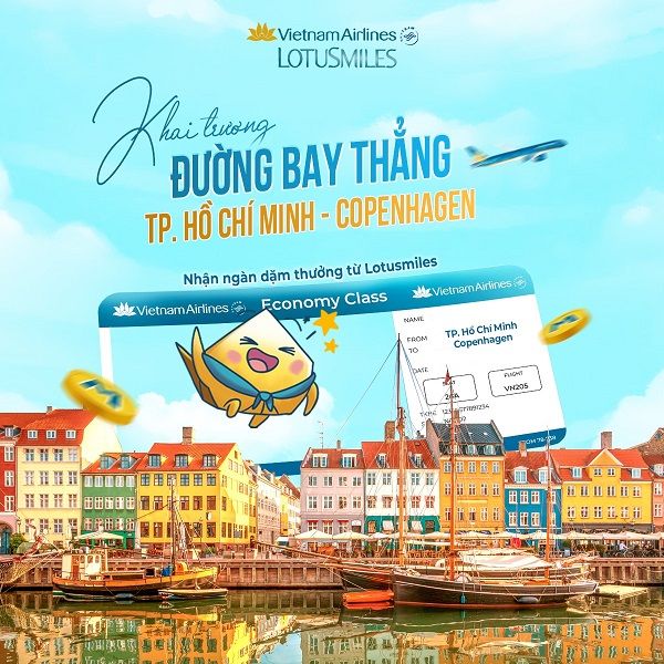 Vietnam Airlines sắp khai trương đường bay thẳng Tp Hồ Chí Minh – Copenhagen (Đan Mạch)