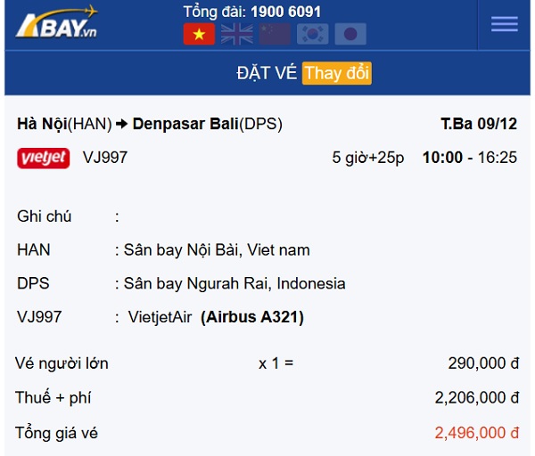 Nhiều vé giá tốt chỉ 290k được mở bán trên hành trình bay thẳng Hà Nội – Bali tháng 12