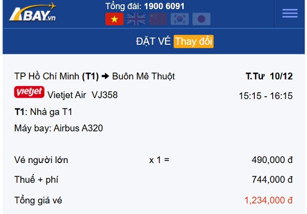 Bay Tp Hồ Chí Minh – Buôn Mê Thuột tháng 12: Giá vé khởi điểm 490k/ chiều