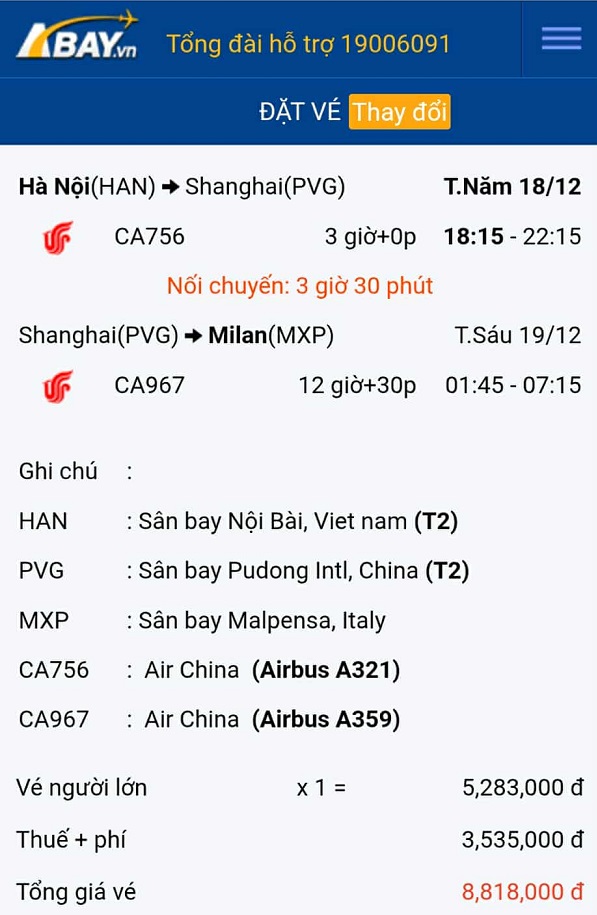 Cập nhật vé máy bay giá tốt nhất chặng Hà Nội – Milan tháng 12/2025