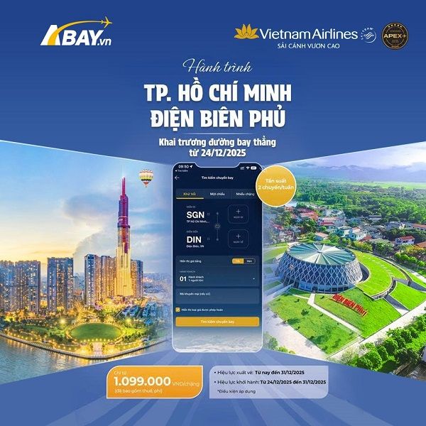 Khai trương đường bay thẳng Tp Hồ Chí Minh – Điện Biên Phủ, Vietnam Airlines mở bán giá vé “hời”!