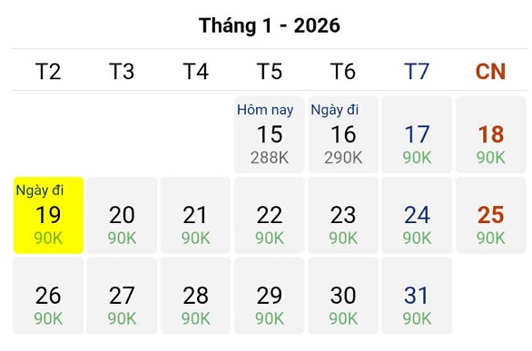 Đặt vé 90k bay Đà Nẵng – Hà Nội vào cuối tháng 01/2026