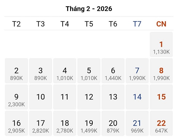 Chọn bay giá tốt chặng Tp Hồ Chí Minh - Thanh Hóa đầu tháng 02/2026