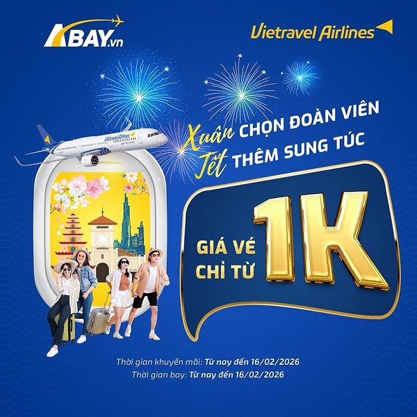 Vietravel Airlines mở bán ưu đãi vé ngược chiều Tết Bính Ngọ 2026 với giá siêu 