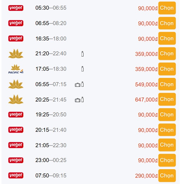 gia-ve-hcm-hue-sau-tet-cac-hang