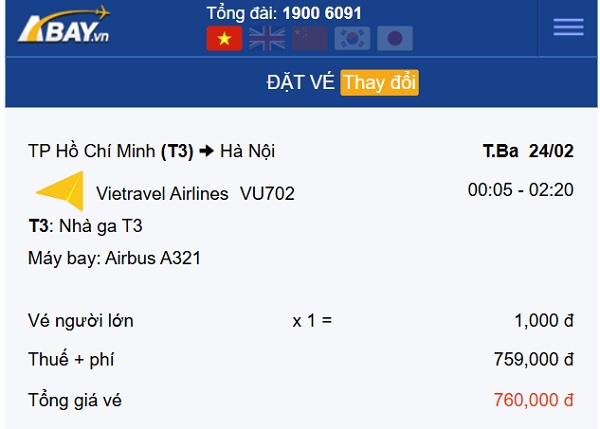Xuất hiện giá vé chỉ 1k bay Tp Hồ Chí Minh – Hà Nội giai đoạn cuối tháng 2/2026