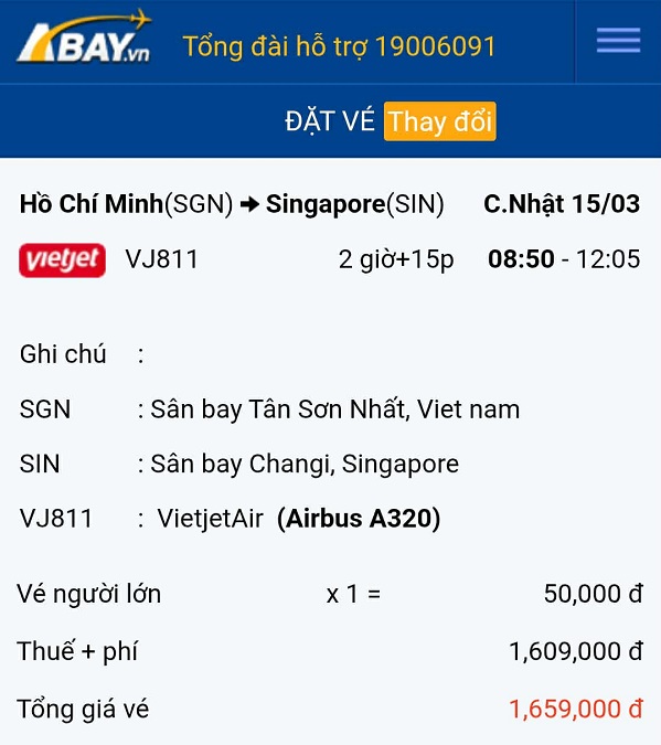 Vietjet Air tung vé máy bay đi Singapore chỉ 50k vào tháng 03/2026