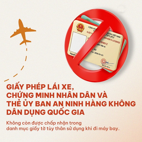 Từ ngày 3/02/2026, giấy phép lái xe mô tô, ô tô không còn được sử dụng để làm thủ tục đi máy bay